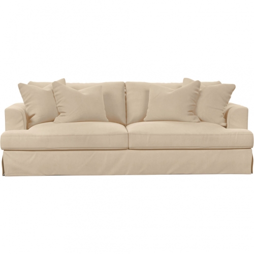 Newport Slipcover Only for Recessed Fin Arm 94" Sofa in Tan Performance Fabric