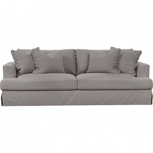 Newport Slipcover Only for Recessed Fin Arm 94" Sofa in Gray Performance Fabric