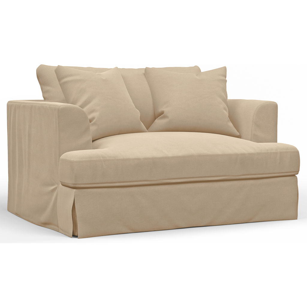 Sunset SY 130015 30 391084 Newport Slipcovered 52 Wide Chair Half Ottoman in Tan