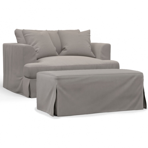 Newport Slipcover Only for Chair & A Half & Ottoman in Gray Performance Fabric