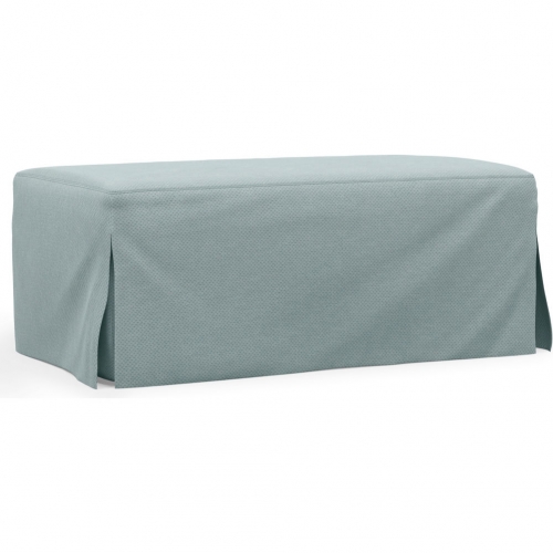 Newport Slipcovered 44" Wide Ottoman in Ocean Blue Fabric