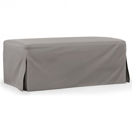 Newport Slipcovered 44" Wide Ottoman in Gray Fabric