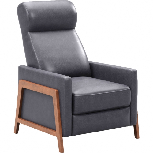 Edge Pushback Recliner in Gray Leather