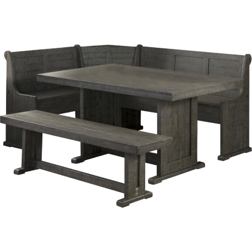 Sunny Dining Nook Table Set in Distressed Gray Wood