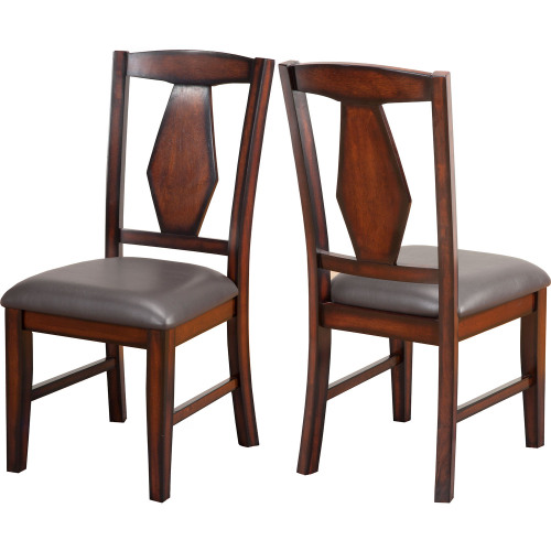 Tuscan Hills Dining Chair in Tobacco Brown Wood & Eco Leather (Set of 2)