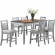 Riverdale 7 Piece Counter Dining Set in Natural & Gray Wood & Neutral Fabric