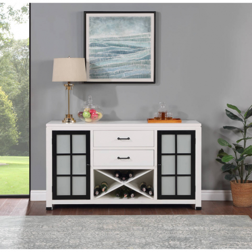 Brookhaven Server in White Finish Wood & Black