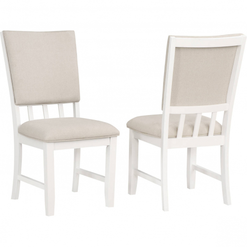 Brookhaven Dining Chair in White Wood & Beige Linen Fabric (Set of 2)