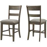 Hillcrest Counter Stool in Brushed Brown Gray Wood & Linen (Set of 2)