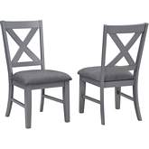 La Jolla Shores X Back Dining Chair in Gray Wood & Gray Linen (Set of 2)