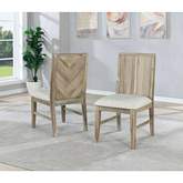 Dana Point Dining Chair in Sand Finish Chevron Wood & Linen (Set of 2)