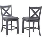 La Jolla Shores X Back Counter Stool in Gray Wood & Gray Linen (Set of 2)