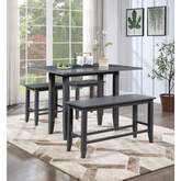 Malibu 4 Piece Counter Dining Set in Gray Finish Wood