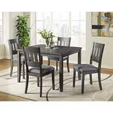 Paros 5 Piece Dining Set in Gray Finish Wood & Gray Linen