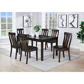 Brunswick 7 Piece Dining Set in Brown Wood & Eco Leather