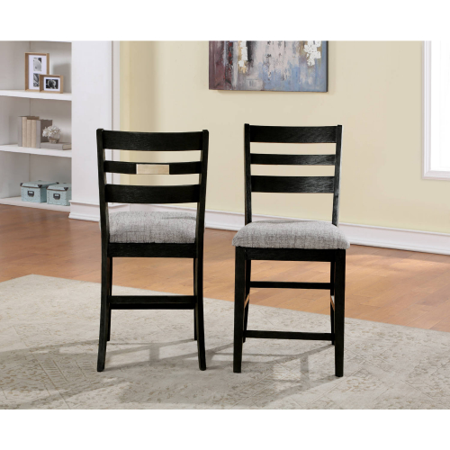 Palermo Counter Stool in Wire Brushed Black Wood & Linen (Set of 2)