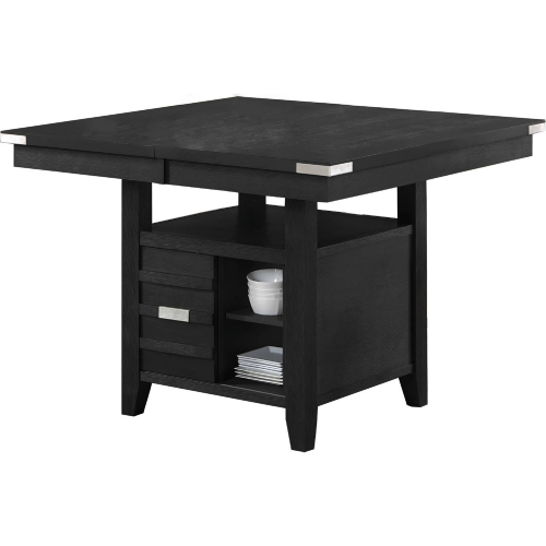 Palermo 48" Extention Counter Storage Dining Table in Wire Brushed Black Wood