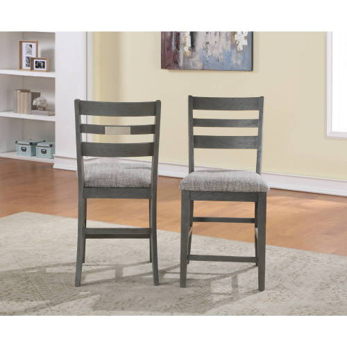 Palermo Counter Stool in Wire Brushed Gray Wood & Linen (Set of 2)