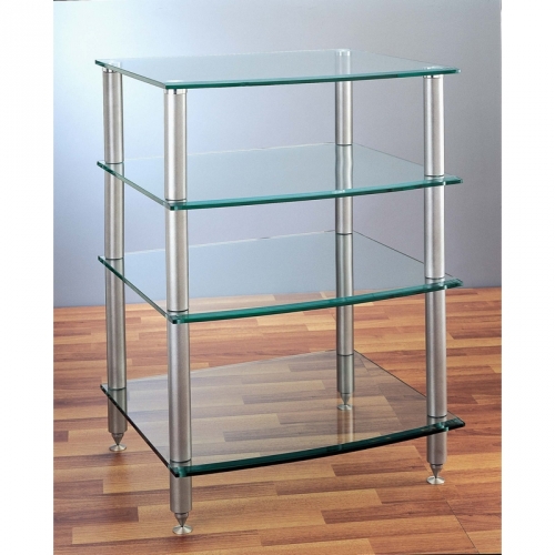 AGR Series 4 Shelf Audio Rack in Black or Silver w/ Tempered Glass