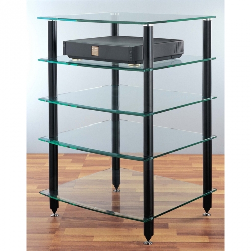 AGR Series 5 Shelf Audio Rack in Black or Silver w/ Tempered Glass