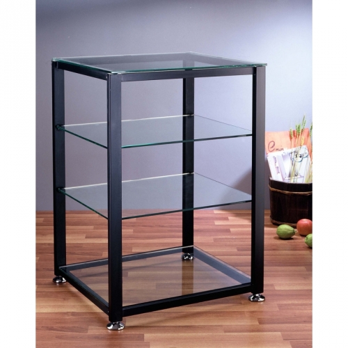 EGR Series 4 Shelf Audio Rack in Black or Silver w/ Glass Shelves