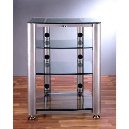 HGR Series 4 Shelf Audio Rack in Multiple Finishes w/ Glass Shelves