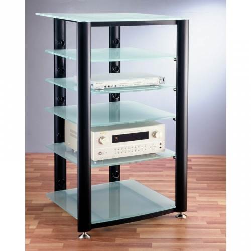 HGR Series 6 Shelf Audio Rack in Multiple Finishes w/ Glass Shelves