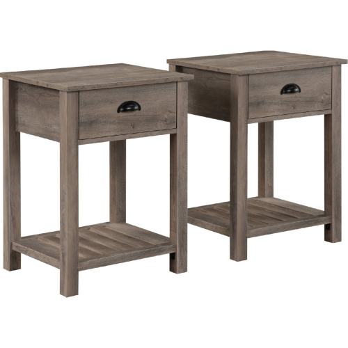 Country 1 Drawer Side Table in Grey Wash Finish (Set of 2)