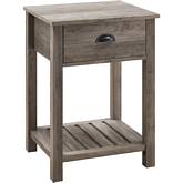 18" Country Single Drawer Side Table in Grey Wash