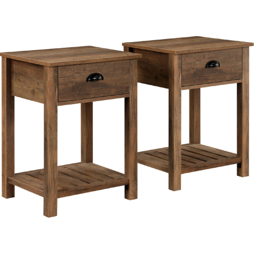 Country 1 Drawer Side Table in Rustic Oak FInish (Set of 2)