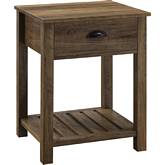 18" Country Single Drawer Side Table in Rustic Oak