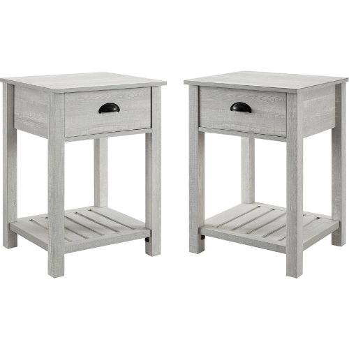 Country 1 Drawer Side Table in Stone Grey Finish (Set of 2)