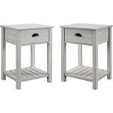 Country 1 Drawer Side Table in Stone Grey Finish (Set of 2)