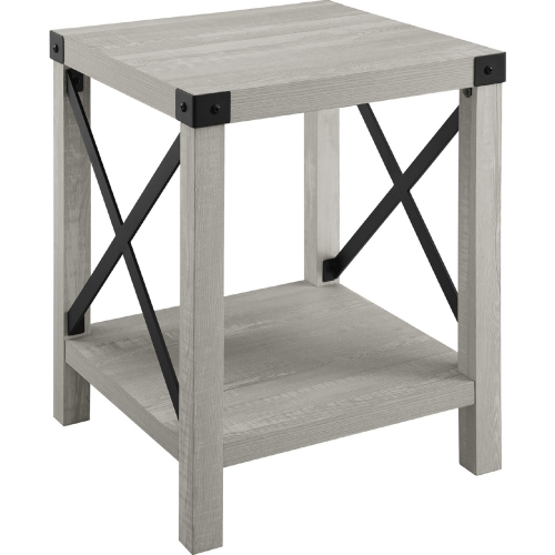 18" Rustic Wood Side Table in Stone Grey Wash