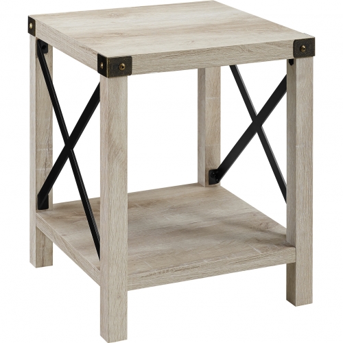 Rustic Wood Side Table in White Oak