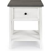 19" 1 Drawer Side Table in Grey & White Wash