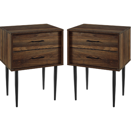 Olivia Two Drawer Nightstand in Dark Walnut Finish (Set of 2)