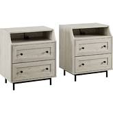 22" Curved Open Top 2 Drawer Nightstand with USB in Birch