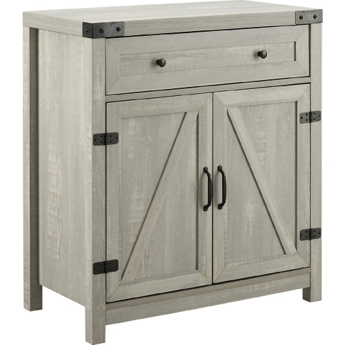 30" Farmhouse Barn Door Accent Cabinet in Stone Grey