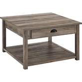 30" Square Country Coffee Table in Grey Wash Finish