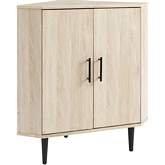 30" 2 Door Corner Accent Cabinet in Birch Finish & Black Metal