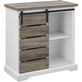 32" Rustic Farmhouse TV Stand in Solid White & Grey Wash