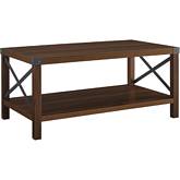 Rustic Wood Coffee Table in Dark Walnut Finish