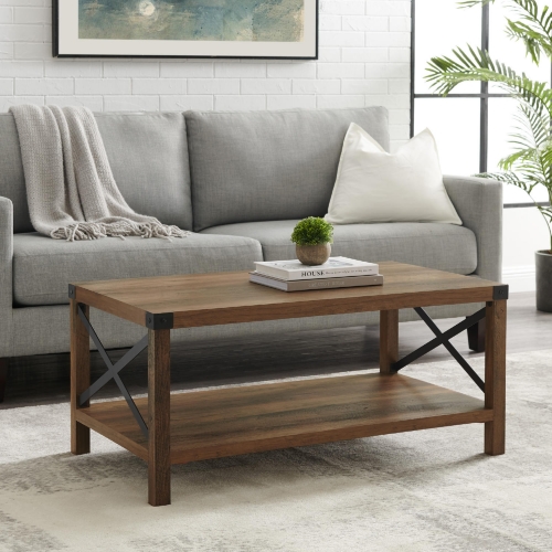 Rustic Wood Coffee Table in Rustic Oak/Black