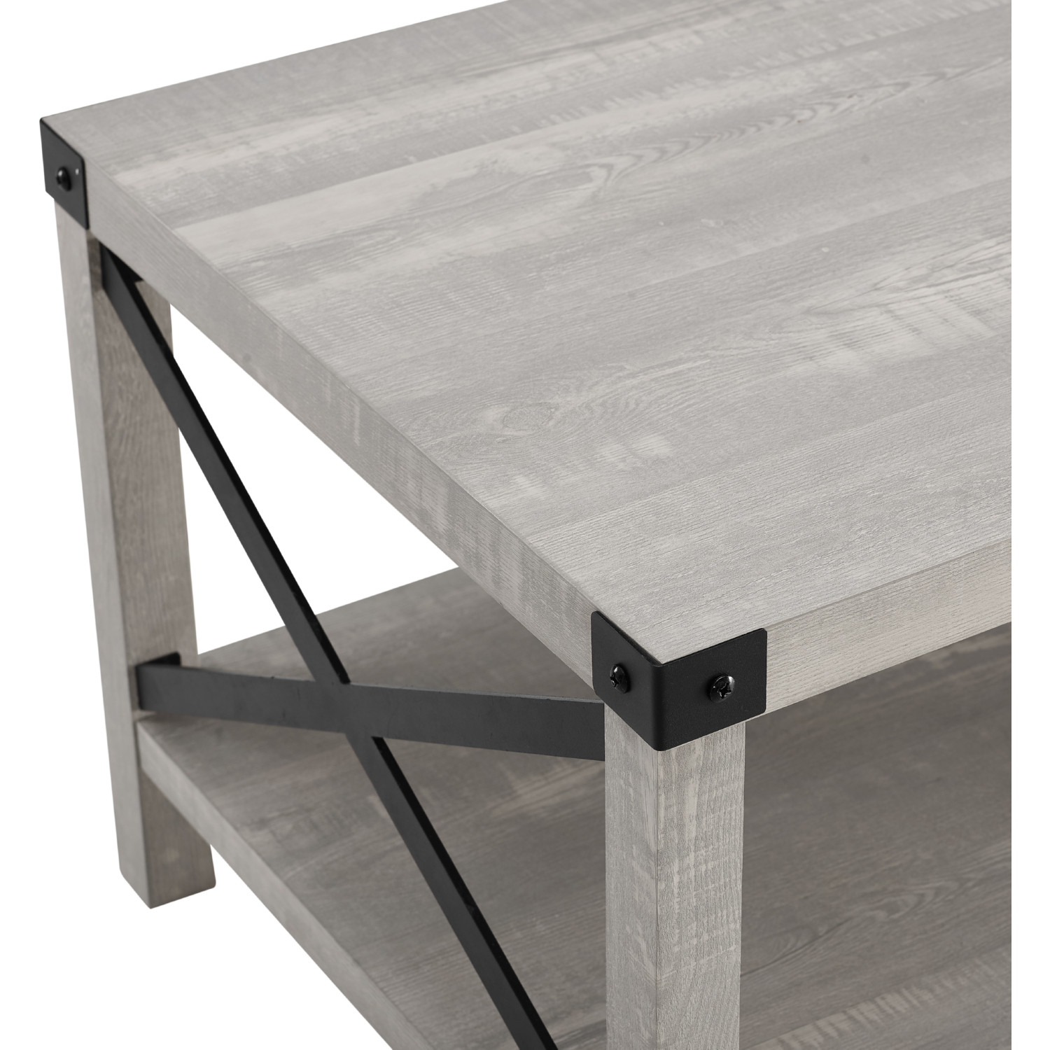 Walker Edison AF40MXCTST Modern Farmhouse Coffee Table in Stone Grey