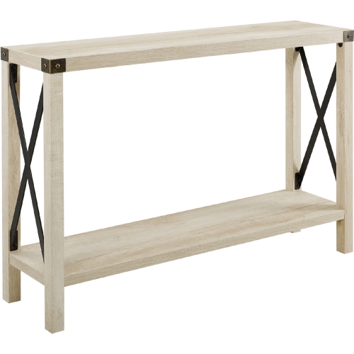 46" Rustic Farmhouse Entryway Console Table in White Oak