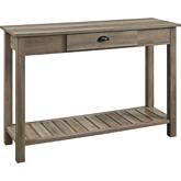 48" Country Style Entry Console Table in Gray Wash w/ Slatted Shelf