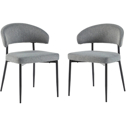 Alexis Curved Back Dining Chair in Charcoal Gray Chenille Fabric (Set of 2)