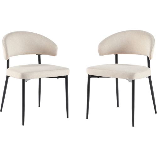 Alexis Curved Back Dining Chair in Ivory Chenille Fabric (Set of 2)