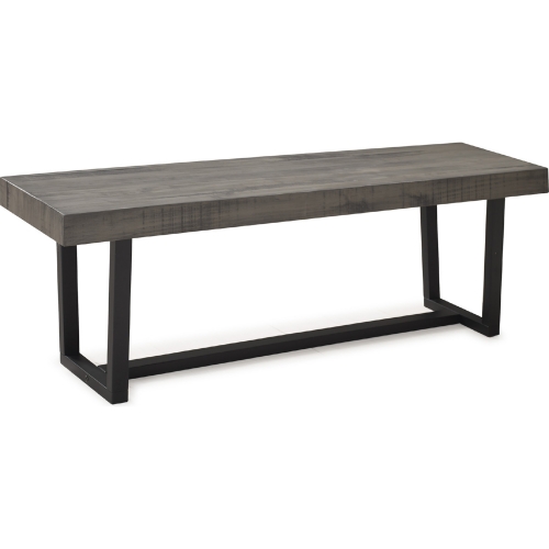 60" Solid Wood Dining Bench in Grey Finish Pine